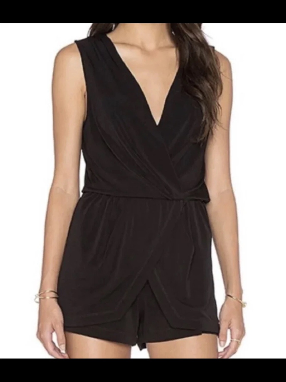 BCBGeneration | Black V-Neck Sleeveless Stretch Skort Romper Size S